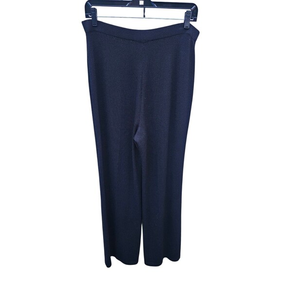 St. John Size 10 Classic Santana Knit Solid Black Pants Straight Leg Pull On - Picture 5 of 16